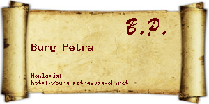 Burg Petra névjegykártya